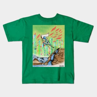 white flag android ecopop Kids T-Shirt